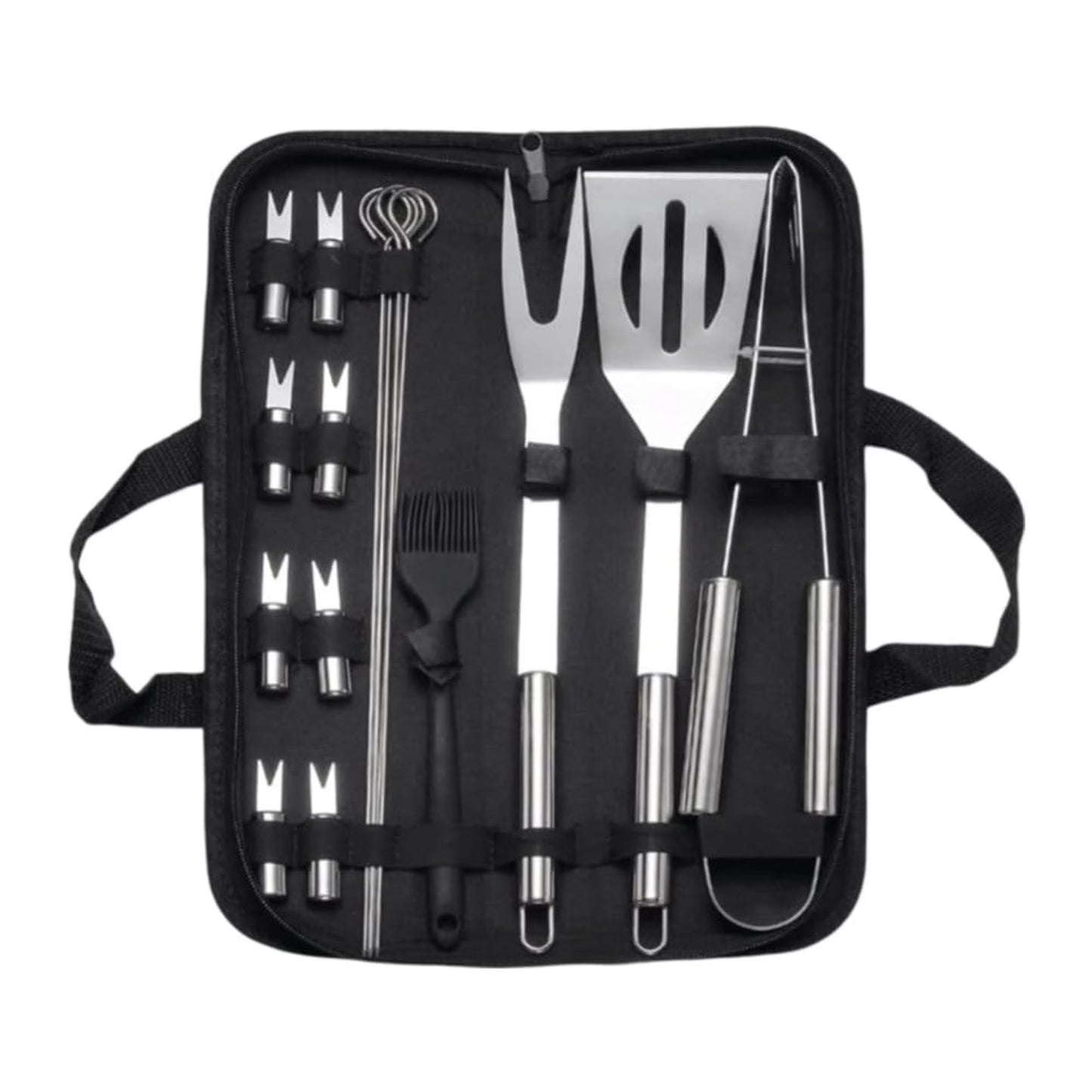 Juego de utensilios para barbacoa de palisandro de alta resistencia – Kit de accesorios para parrilla de acero inoxidable extragrueso de 15 piezas