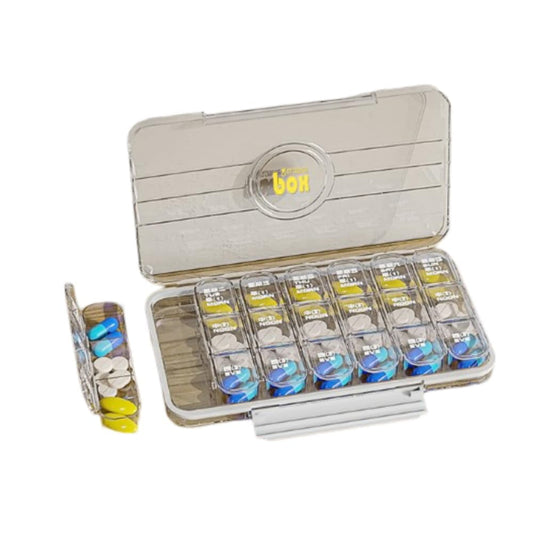 Brands For Less USA Weekly Pill Organizer, 21 Grids, Portable Medicine Storage Box, Compact Pill Case for Elderly, Patients and Daily Medication Management