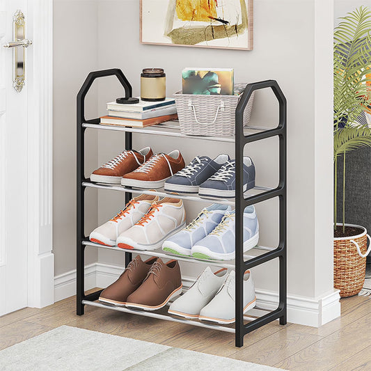 Expandable Closet Shoe Organizer, 4 Tiers, Holds 15 Pairs, Stackable, Adjustable, Bronze Finish (Small 4 Tier)