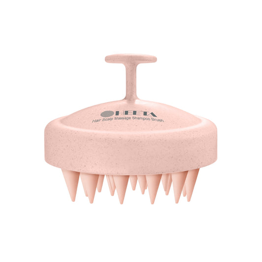 HEETA Scalp Massager Hair Growth Shampoo Brush Soft Silicone Scalp Scrubber for Exfoliation Dandruff Removal Wet and Dry Use Wheat Straw