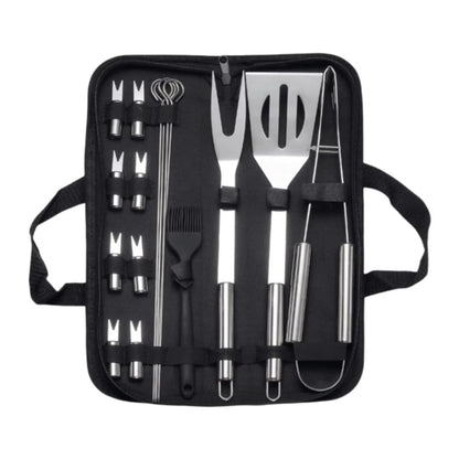 Juego de utensilios para barbacoa de palisandro de alta resistencia – Kit de accesorios para parrilla de acero inoxidable extragrueso de 15 piezas