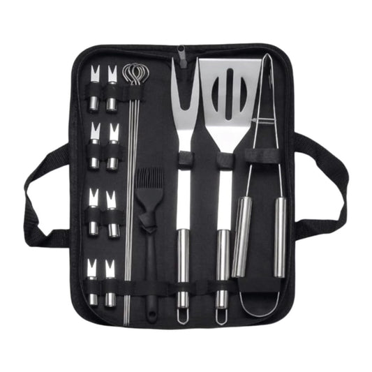 Heavy-Duty Rose Wooden BBQ Grill Tool Set, 15PCS Extra Thick Stainless Steel, Grilling Accessories Kit