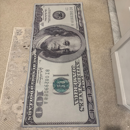 Alfombra de área de billetes de 100 dólares – Alfombra de piso antideslizante con estampado de dinero y superficie absorbente de agua