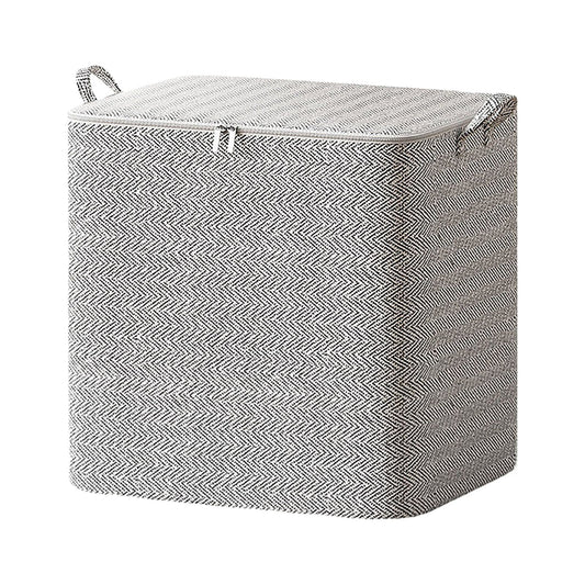 Extra Large Foldable Storage Bag Portable Organizer with Handles and Zipper Lid Grey Clothes Storage Bag for Home Closet Bedding
